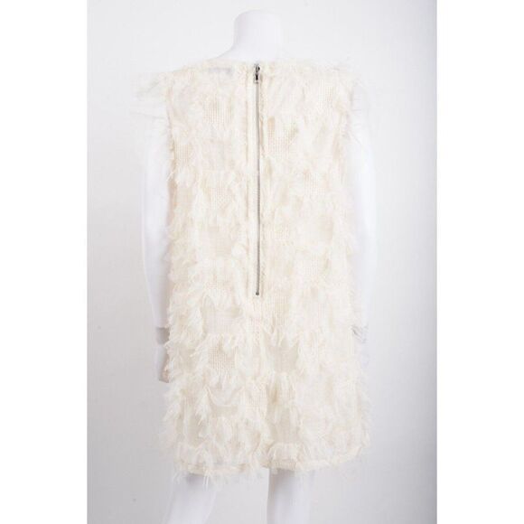 English Factory Womens Mini Shift Dress Tulle Ruffle Frill M Ivory Cream - Picture 5 of 6